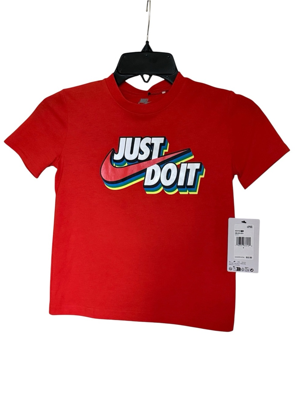 Nike Kids Red 'Just Do It' Rainbow Accent Graphic Tee